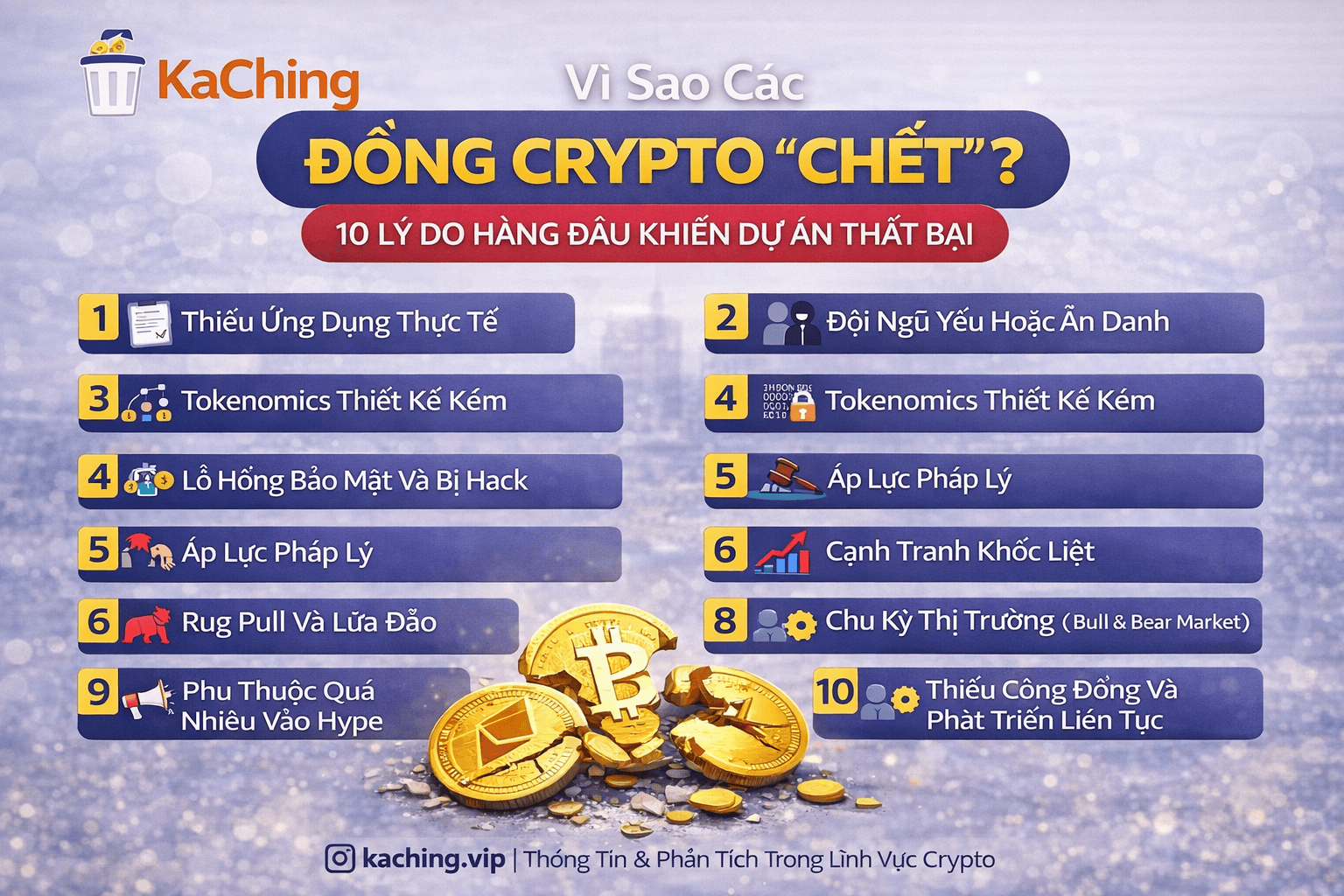 Tại sao các loại tiền điện tử lại thất bại? 10 lý do hàng đầu dẫn đến các dự án thất bại