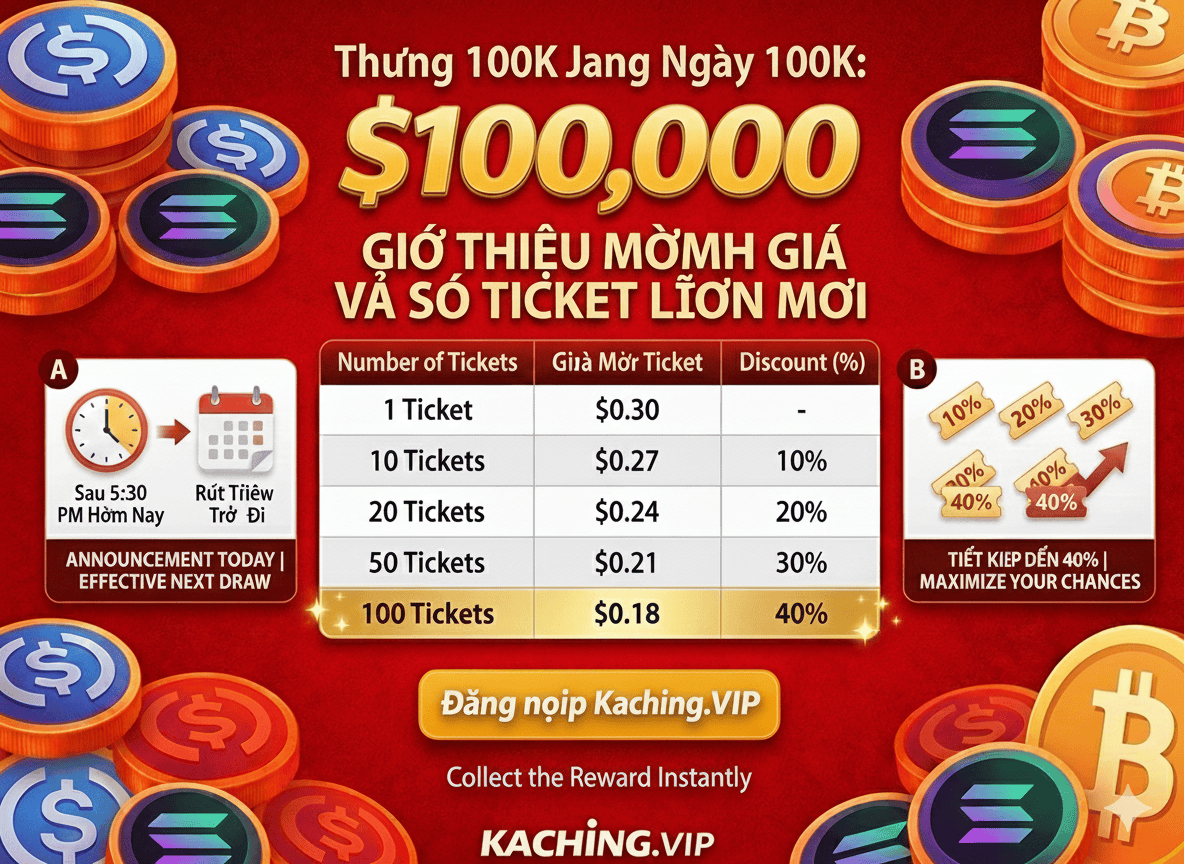 KaChing thông báo giá vé số lượng lớn mới cho giải độc đắc hàng ngày, bắt đầu từ kỳ quay số tiếp theo.
