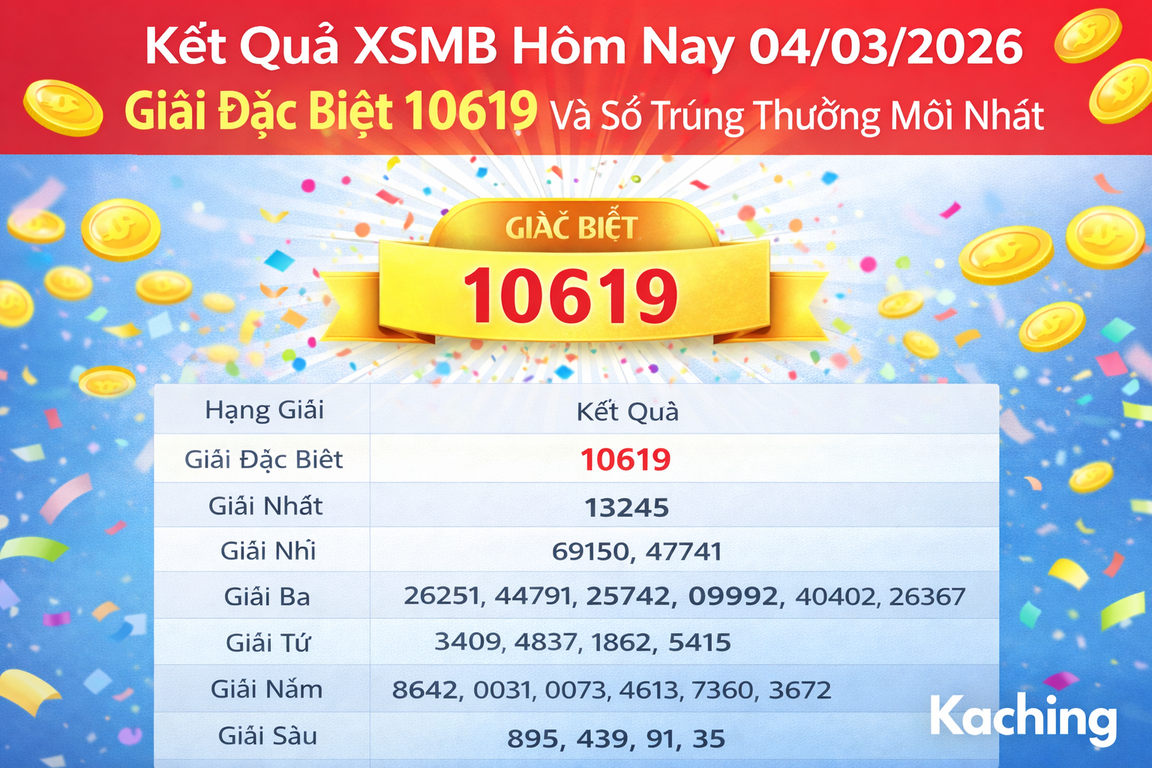 Kết quả xổ số XSMB hôm nay ngày 04/03: Giải thưởng đặc biệt 10619 và các số trúng thưởng đã được công bố
